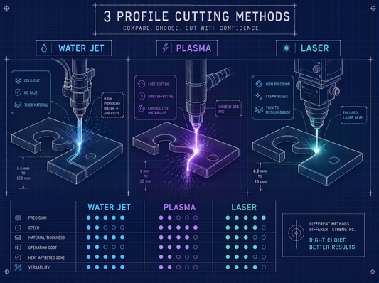 Profile Cutting Methods Compared: Water Jet, Plasma, and Laser