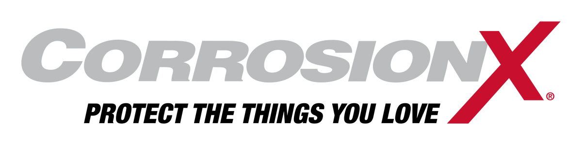 CorrosionX logo with the tagline 'PROTECT THE THINGS YOU LOVE' on a white background.